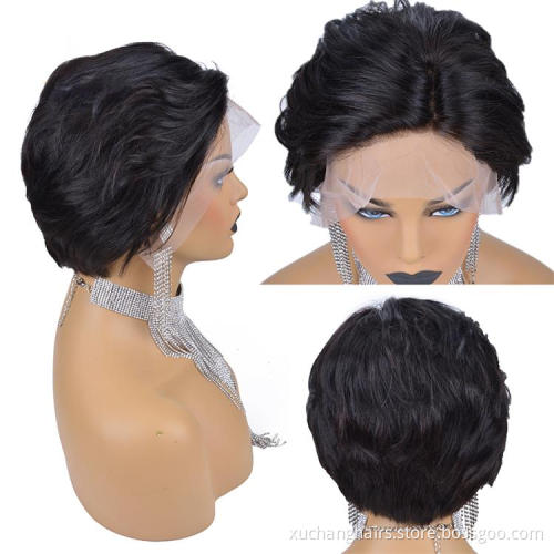 Dropship Wigs Short Lace Frontal Perruque Cheveux Humain 100 Virgin Brazilian Human Hair Pixie Wig